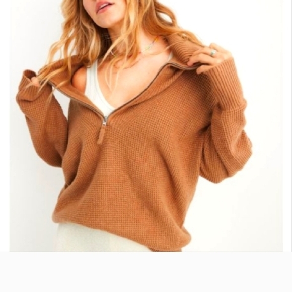 Aerie CozyUp Waffle Quarter Zip Sweater - Picture 1 of 1